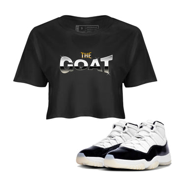 Air Jordan 11 Gratitude shirt to match jordans The Goat sneaker tees AJ11 Gratitude SNRT Sneaker Release Tees Black 1 Crop T-Shirt