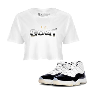 Air Jordan 11 Gratitude shirt to match jordans The Goat sneaker tees AJ11 Gratitude SNRT Sneaker Release Tees White 1 Crop T-Shirt