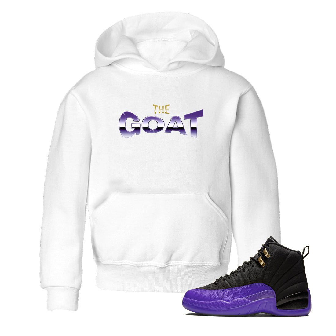 Air Jordan 12 Field Purple Sneaker Match Tees The Goat Sneaker Tees AJJordan 12 Lakers Sneaker Release Tees Kids Shirts White 1