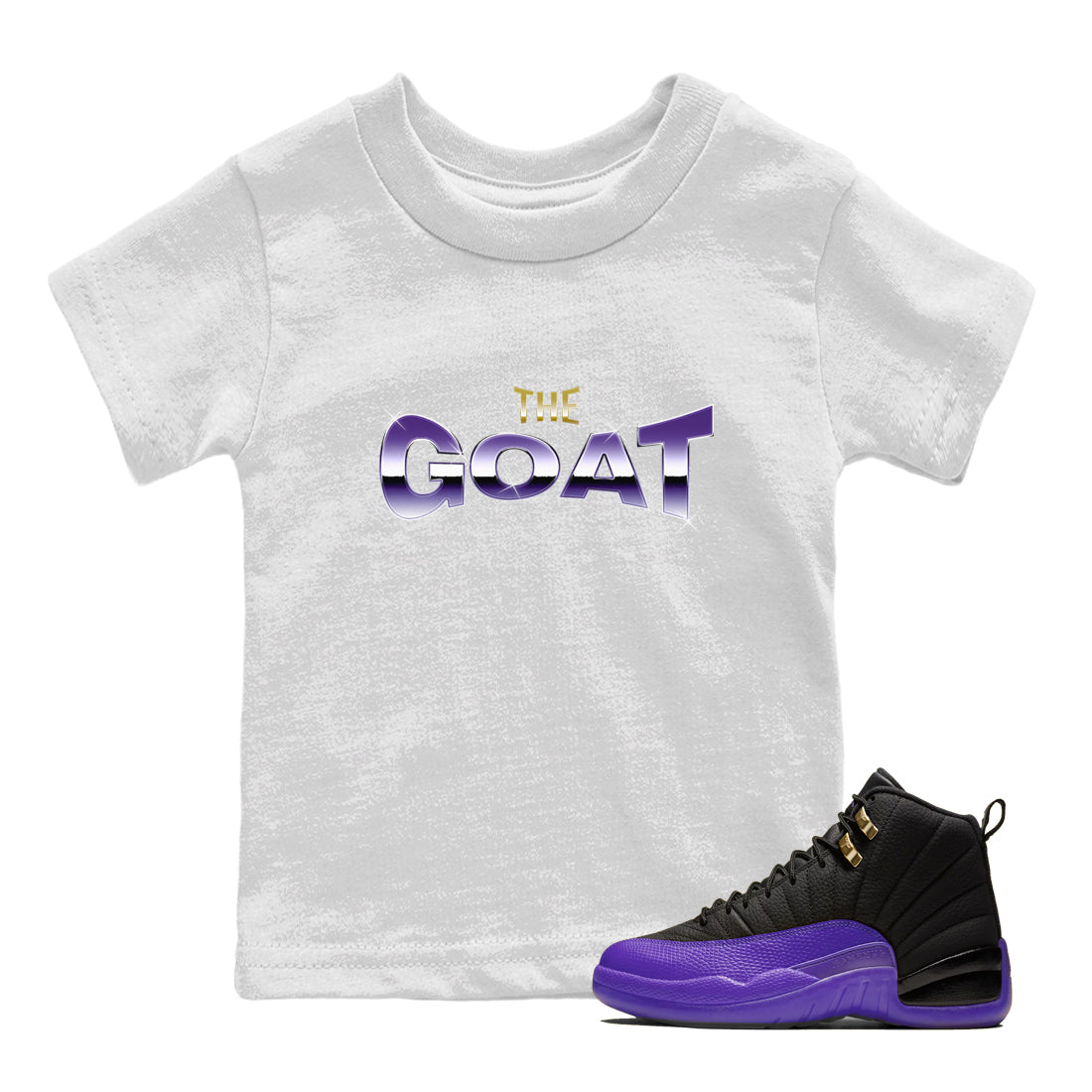 Air Jordan 12 Field Purple Sneaker Match Tees The Goat Sneaker Tees AJJordan 12 Lakers Sneaker Release Tees Kids Shirts White 1