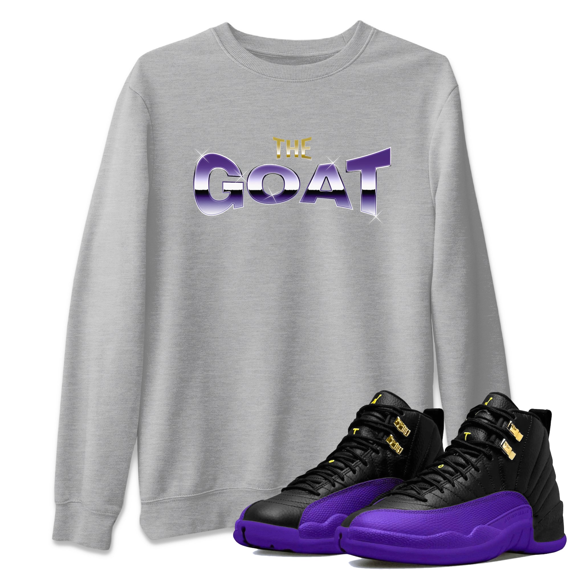 Air Jordan 12 Field Purple Sneaker Match Tees The Goat Sneaker Tees AJJordan 12 Lakers Sneaker Release Tees Unisex Shirts Heather Grey 1