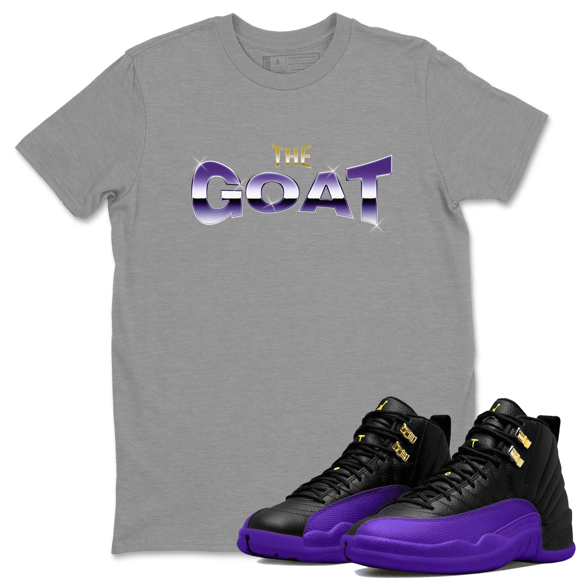 Air Jordan 12 Field Purple Sneaker Match Tees The Goat Sneaker Tees AJJordan 12 Lakers Sneaker Release Tees Unisex Shirts Heather Grey 1