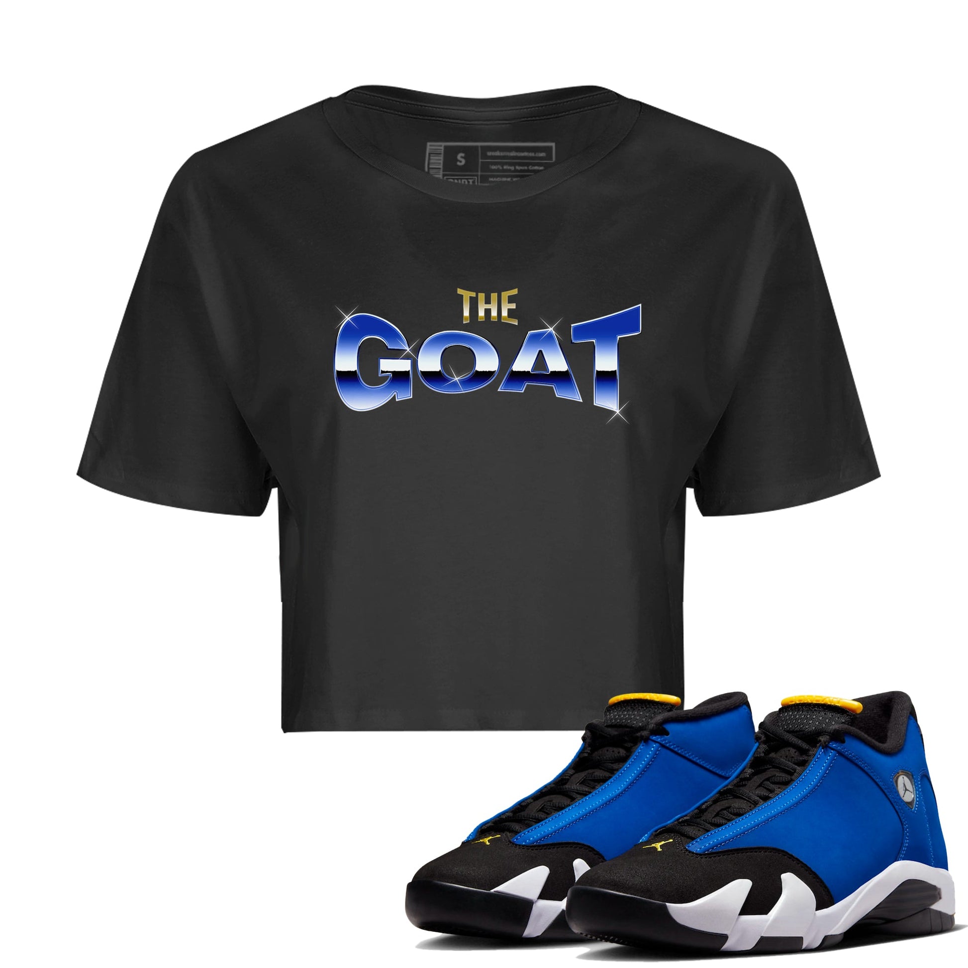 Air Jordan 14 Laney Sneaker Match Tees The Goat Sneaker Tees AJ14 Laney Sneaker Release Tees Women's Shirts Black 1