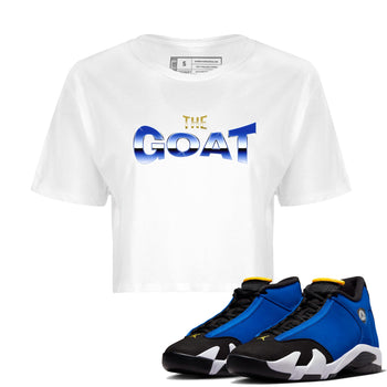 Air Jordan 14 Laney Sneaker Match Tees The Goat Sneaker Tees AJ14 Laney Sneaker Release Tees Women's Shirts White 1