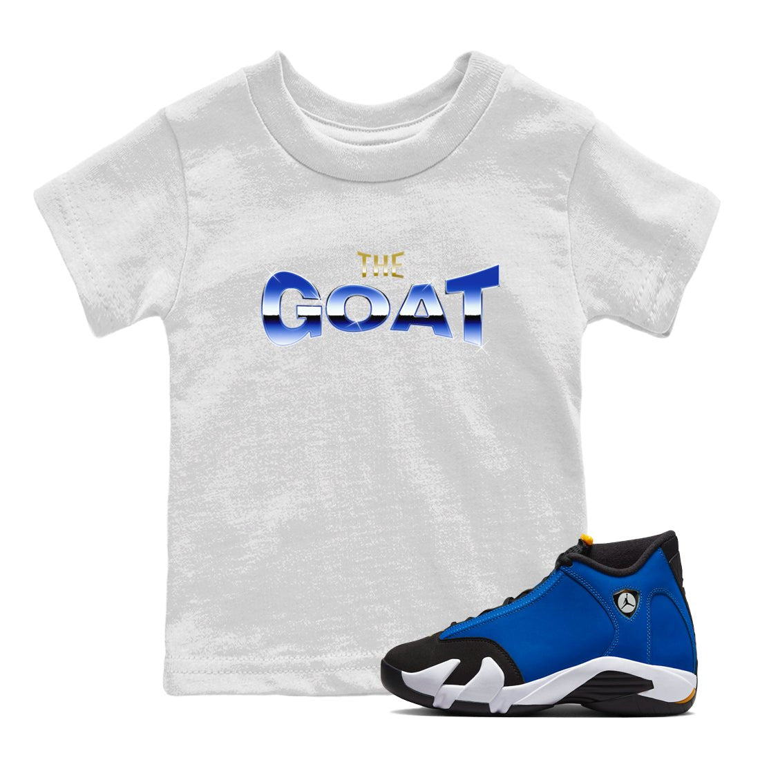 Air Jordan 14 Laney Sneaker Match Tees The Goat Sneaker Tees AJ14 Laney Sneaker Release Tees Kids Shirts White 1