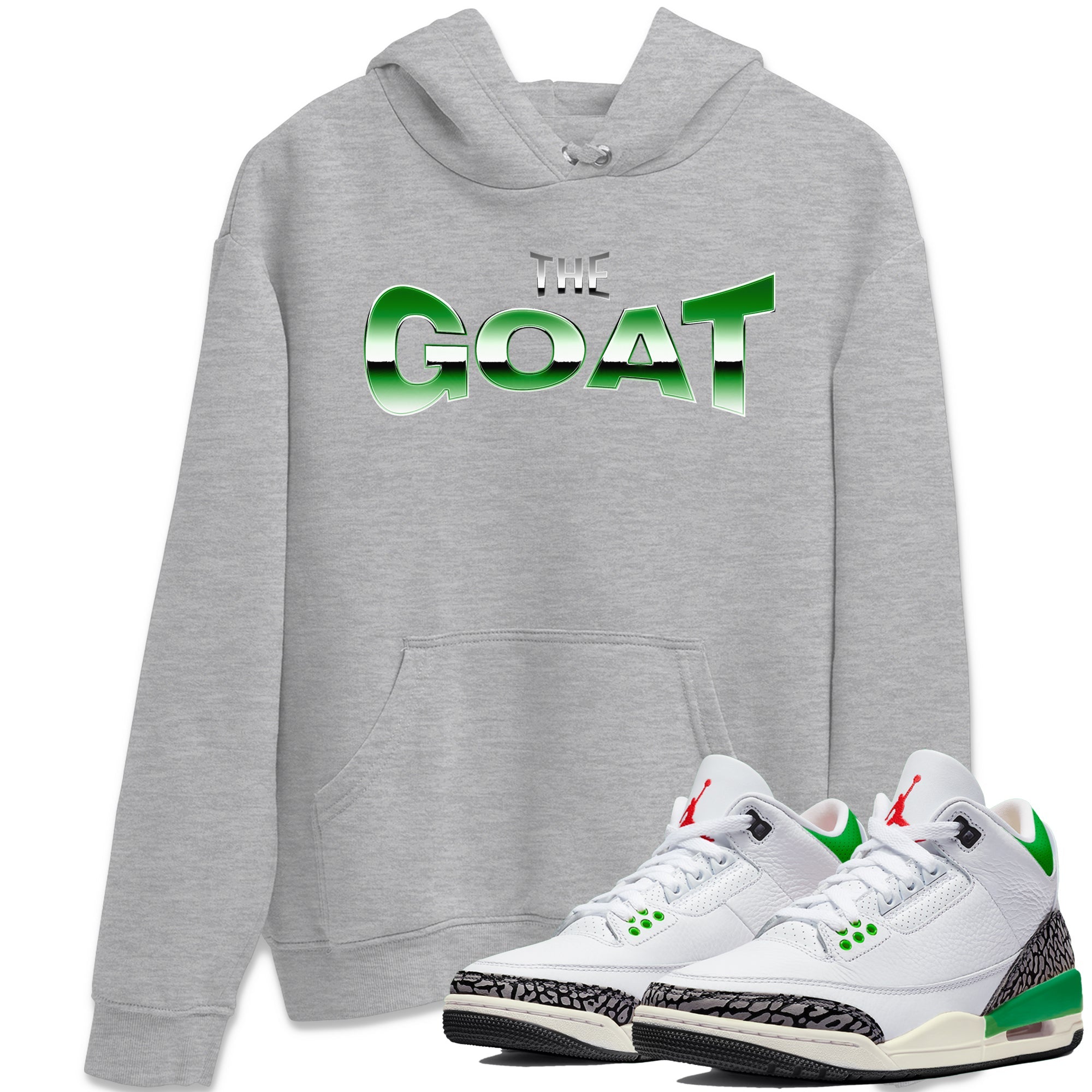 Air Jordan 3 Lucky Green Sneaker Match Tees The GOAT Sneaker Tees AJ3 Lucky Green Sneaker Release Tees Unisex Shirts Heather Grey 1