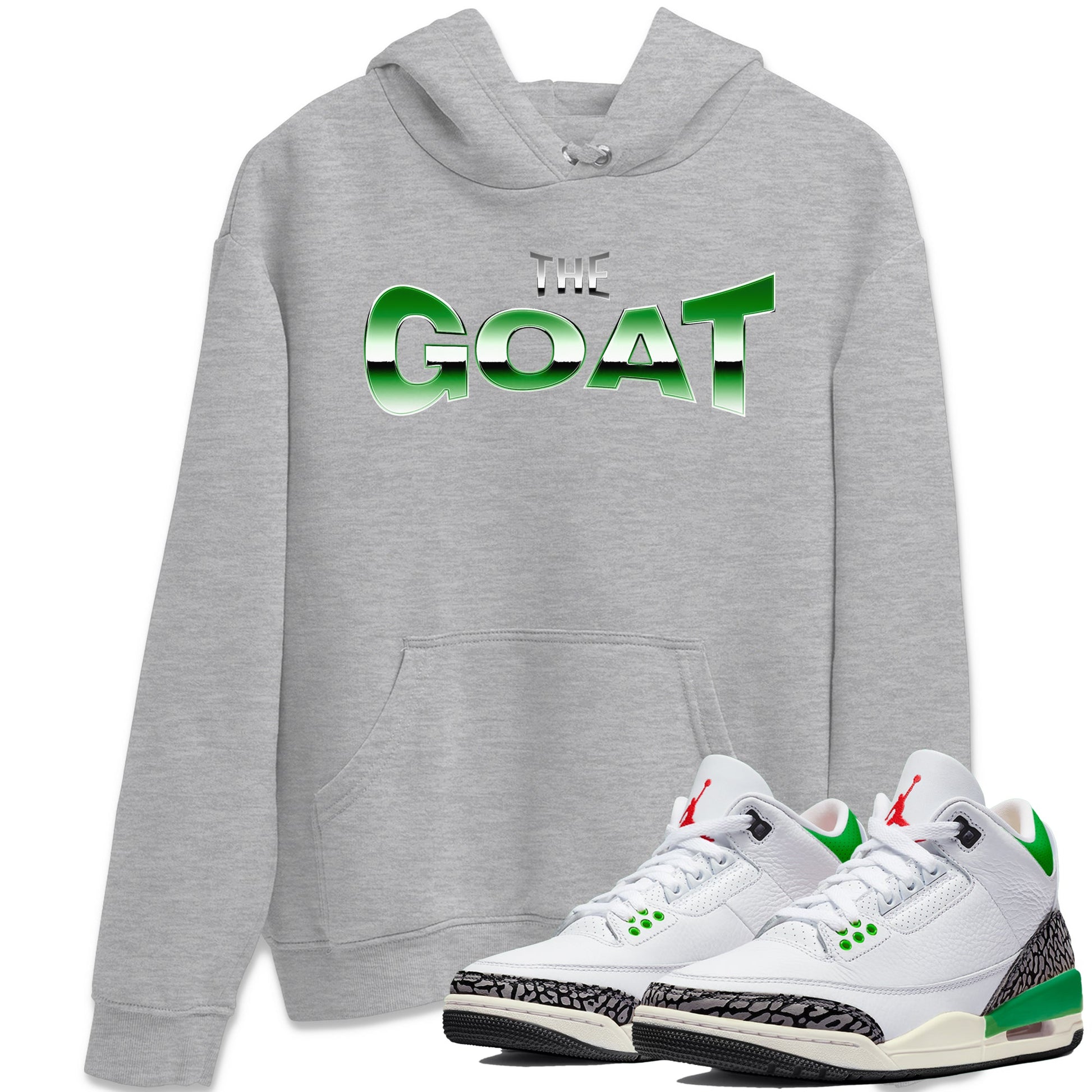Air Jordan 3 Lucky Green Sneaker Match Tees The GOAT Sneaker Tees AJ3 Lucky Green Sneaker Release Tees Unisex Shirts Heather Grey 1