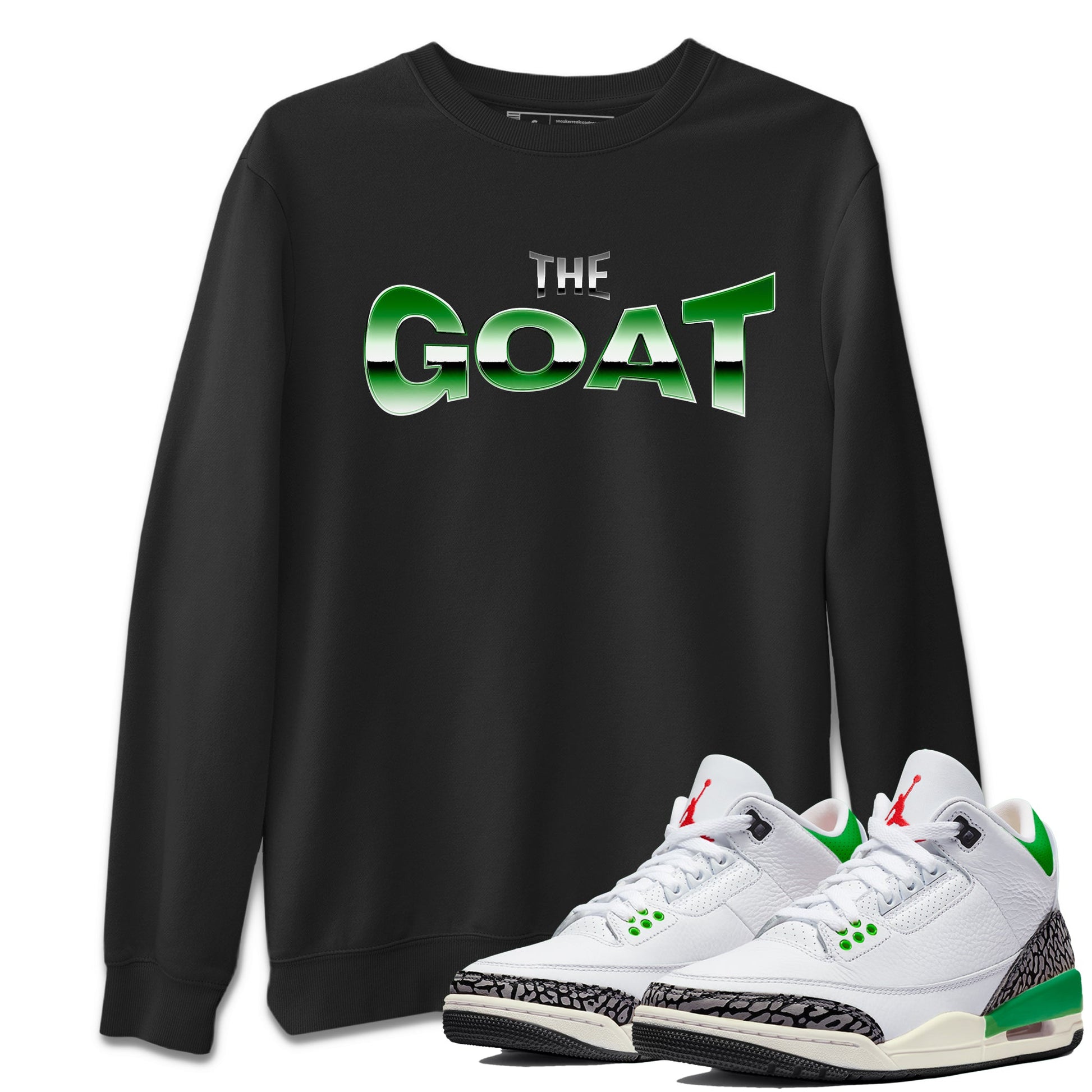 Air Jordan 3 Lucky Green Sneaker Match Tees The GOAT Sneaker Tees AJ3 Lucky Green Sneaker Release Tees Unisex Shirts Black 1