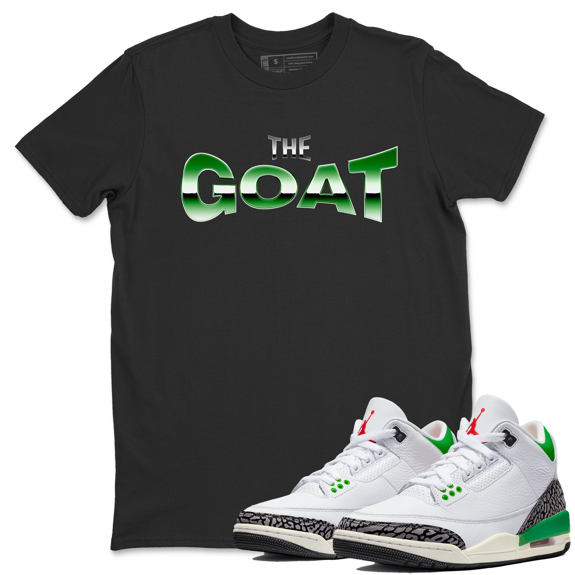 Air Jordan 3 Lucky Green Sneaker Match Tees The GOAT Sneaker Tees AJ3 Lucky Green Sneaker Release Tees Unisex Shirts Black 1