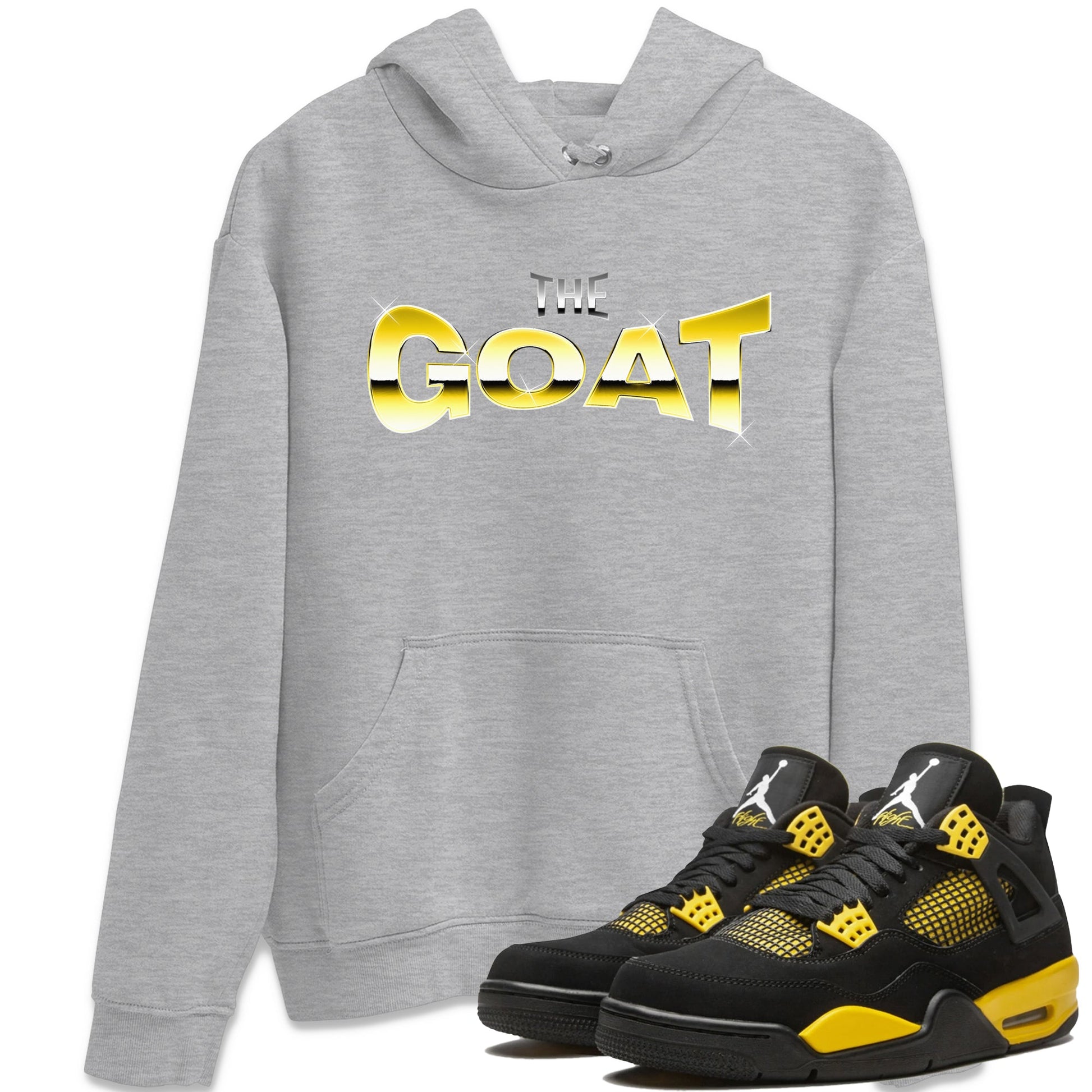 Air Jordan 4 Thunder Sneaker Match Tees The Goat Sneaker Tees AJ4 Thunder Jumpman Sneaker Release Tees Unisex Shirts Heather Grey 1
