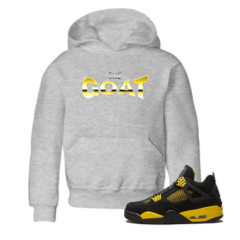 Air Jordan 4 Thunder Sneaker Match Tees The Goat Sneaker Tees AJ4 Thunder Jumpman Sneaker Release Tees Kids Shirts Heather Grey 1