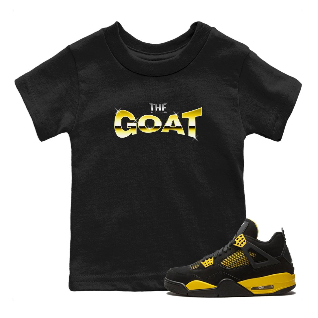 Air Jordan 4 Thunder Sneaker Match Tees The Goat Sneaker Tees AJ4 Thunder Jumpman Sneaker Release Tees Kids Shirts Black 1