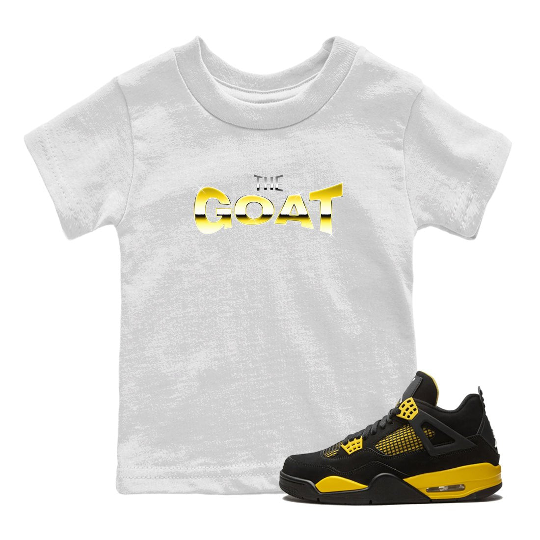 Air Jordan 4 Thunder Sneaker Match Tees The Goat Sneaker Tees AJ4 Thunder Jumpman Sneaker Release Tees Kids Shirts White 1