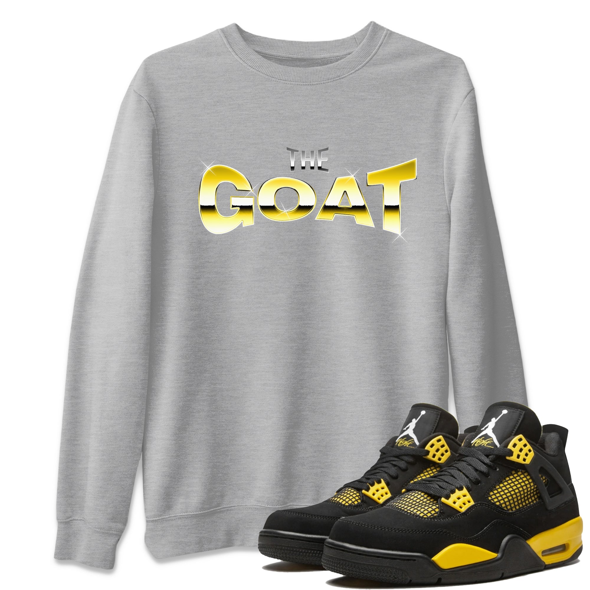 Air Jordan 4 Thunder Sneaker Match Tees The Goat Sneaker Tees AJ4 Thunder Jumpman Sneaker Release Tees Unisex Shirts Heather Grey 1