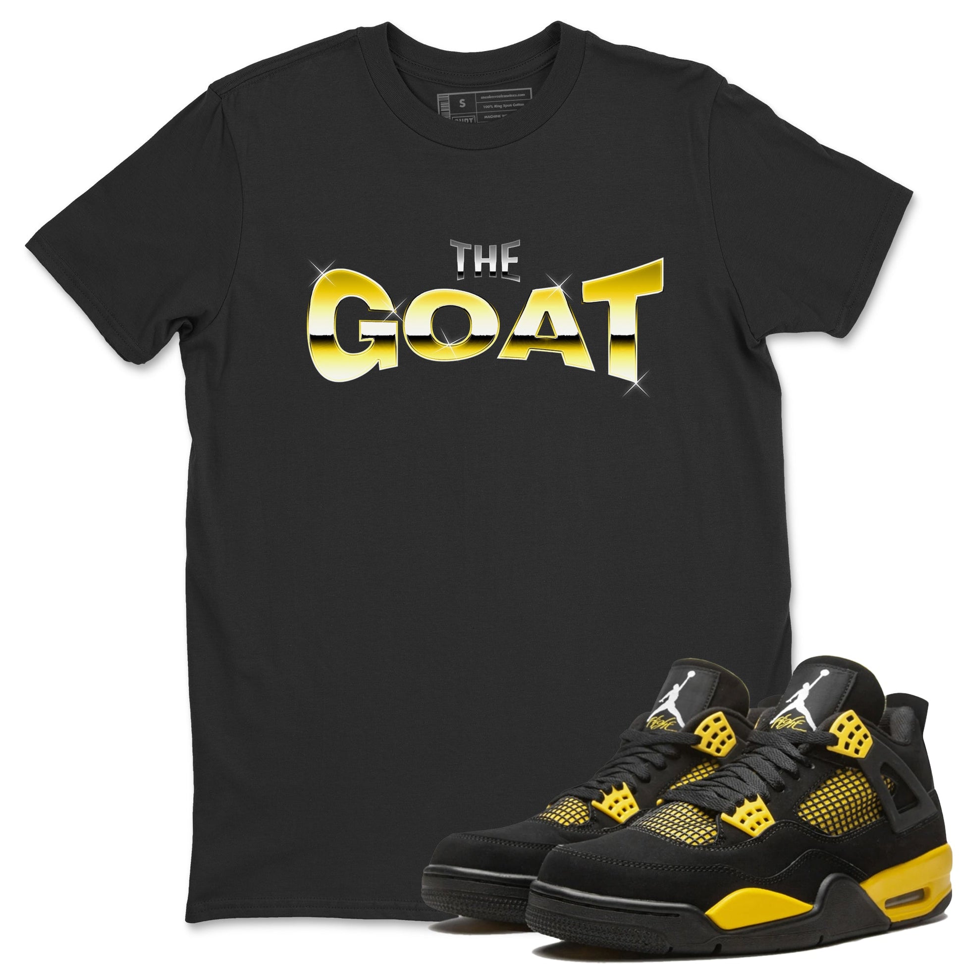 Air Jordan 4 Thunder Sneaker Match Tees The Goat Sneaker Tees AJ4 Thunder Jumpman Sneaker Release Tees Unisex Shirts Black 1