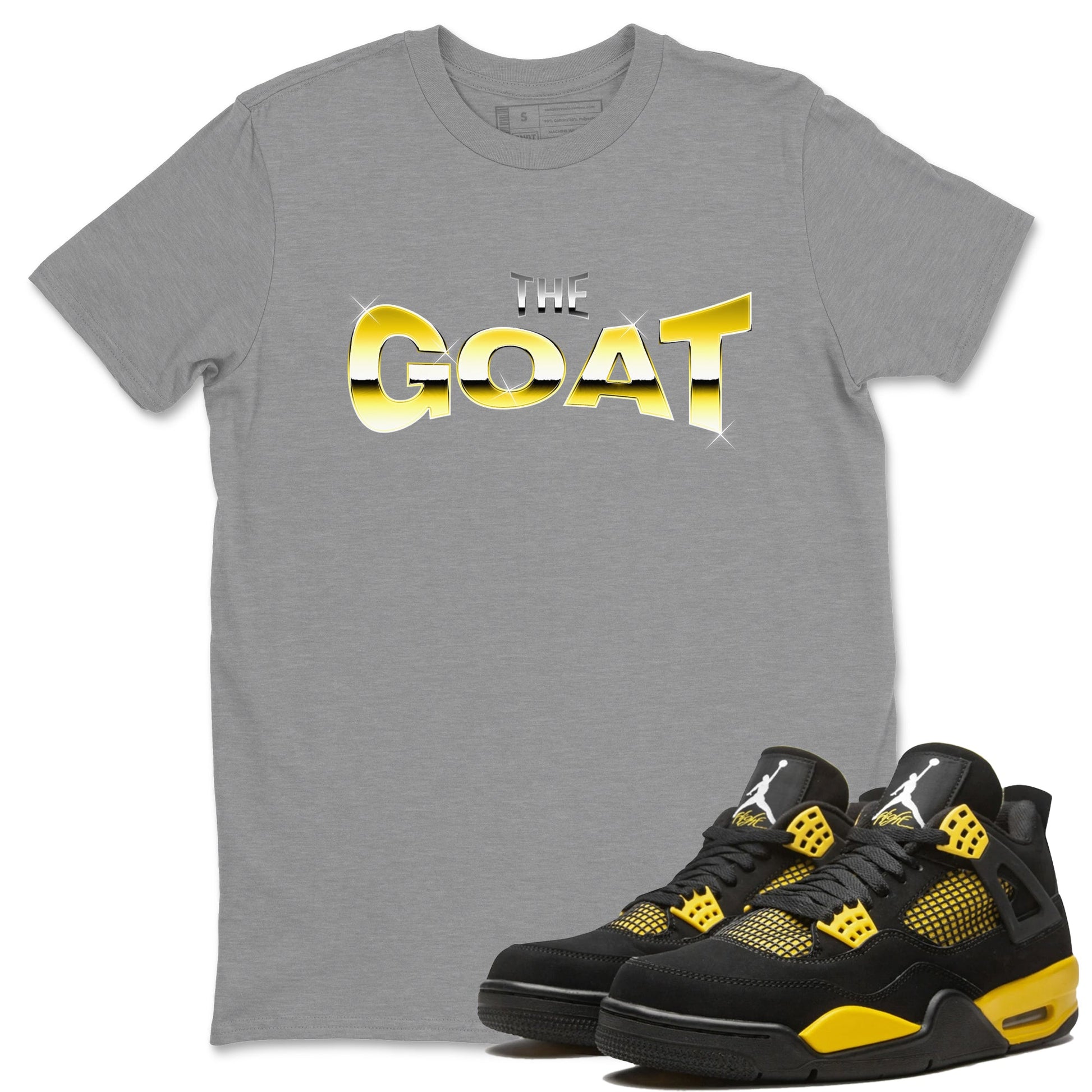 Air Jordan 4 Thunder The Goat Crew Neck Sneaker Tees AJ4 Thunder JumpmanSneaker T-Shirts Size Chart