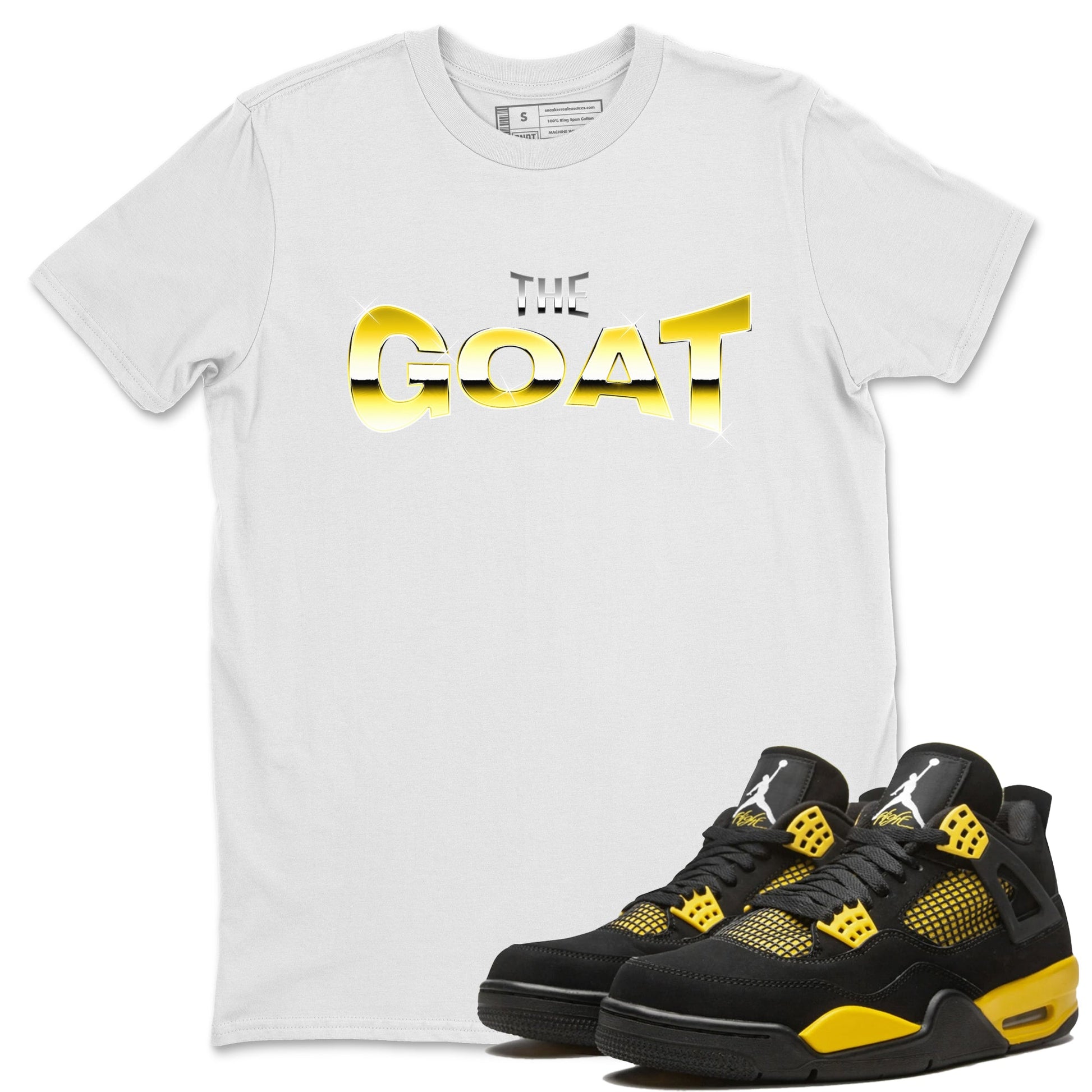 Air Jordan 4 Thunder Sneaker Match Tees The Goat Sneaker Tees AJ4 Thunder Jumpman Sneaker Release Tees Unisex Shirts White 1