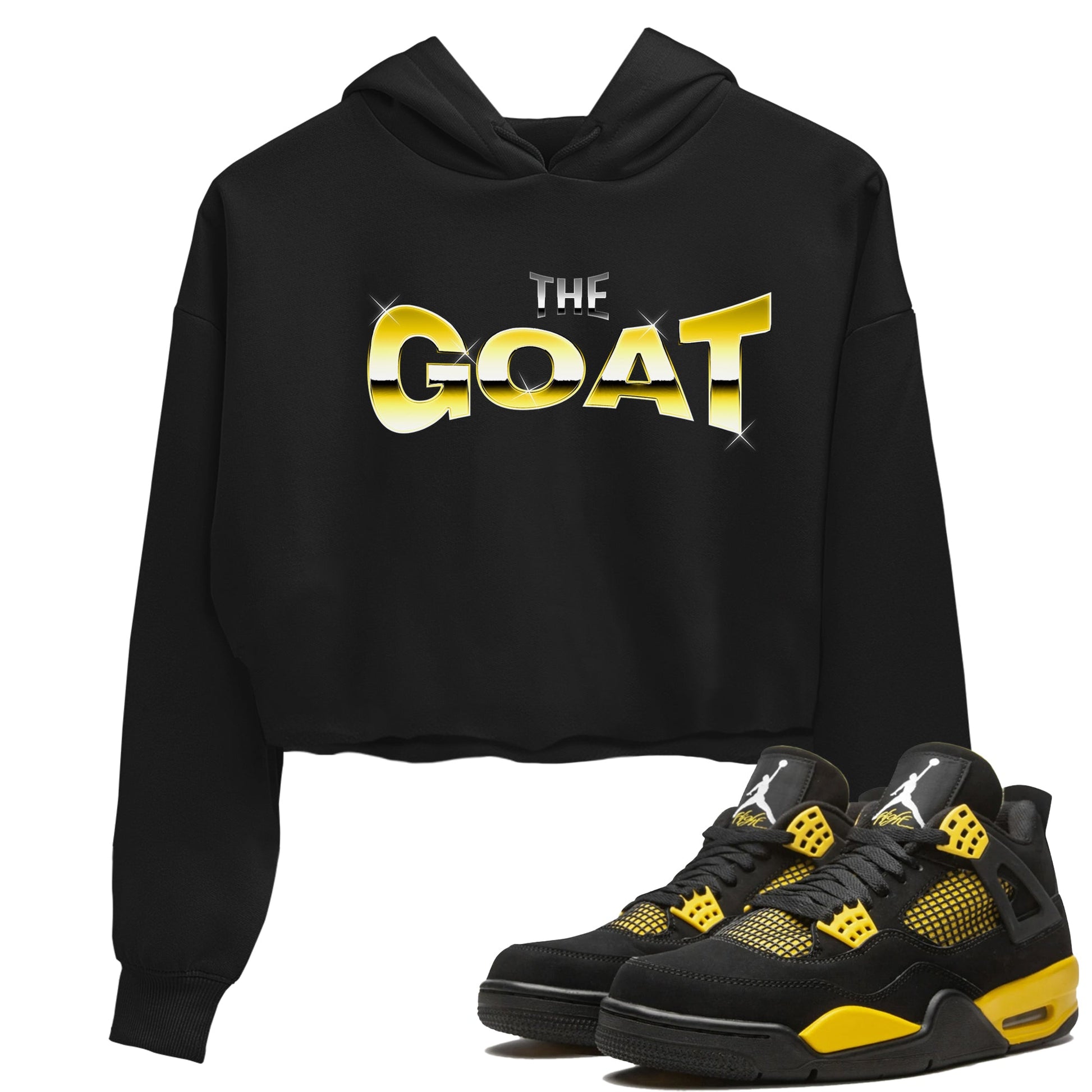 Air Jordan 4 Thunder Sneaker Match Tees The Goat Sneaker Tees AJ4 Thunder Jumpman Sneaker Release Tees Women's Shirts Black 1