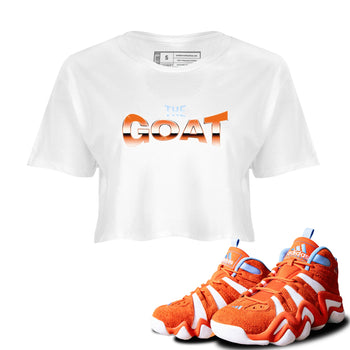 Crazy 8 Team Orange shirt to match jordans The Goat sneaker tees Adidas Crazy 8 Team Orange SNRT Sneaker Release Tees White 1 Crop T-Shirt