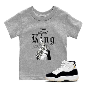 11s Gratitude shirt to match jordans The Real King sneaker tees Air Jordan 11 Gratitude SNRT Sneaker Tees Baby Toddler Heather Grey 1 T-Shirt