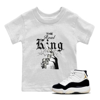 11s Gratitude shirt to match jordans The Real King sneaker tees Air Jordan 11 Gratitude SNRT Sneaker Tees Baby Toddler White 1 T-Shirt