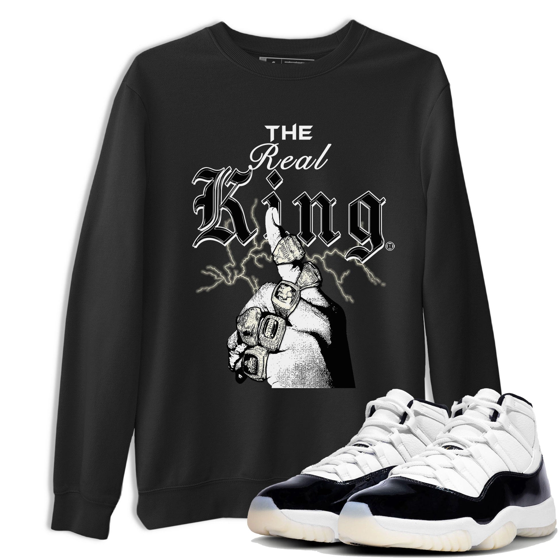 11s Gratitude shirt to match jordans The Real King sneaker tees Air Jordan 11 Retro Gratitude SNRT Sneaker Tees Streetwear Casual Fit Black 1 T-Shirt
