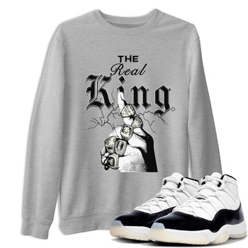 11s Gratitude shirt to match jordans The Real King sneaker tees Air Jordan 11 Retro Gratitude SNRT Sneaker Tees Streetwear Casual Fit Heather Grey 1 T-Shirt