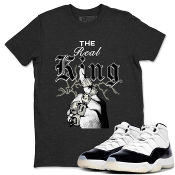 11s Gratitude shirt to match jordans The Real King sneaker tees Air Jordan 11 Retro Gratitude SNRT Sneaker Tees Streetwear Casual Fit Charcoal Heather 1 T-Shirt