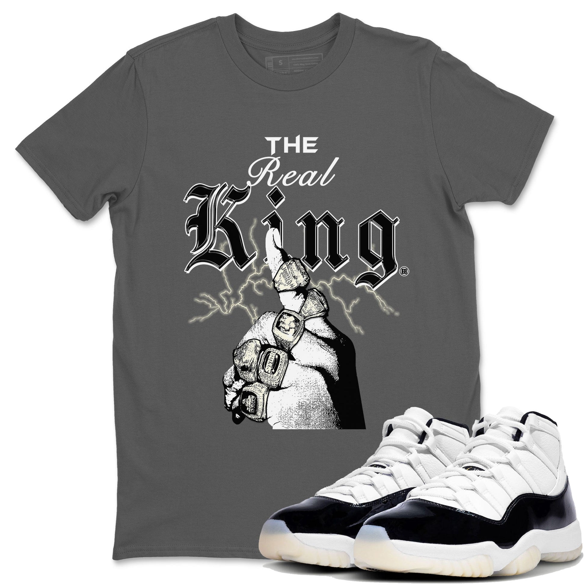 11s Gratitude shirt to match jordans The Real King sneaker tees Air Jordan 11 Retro Gratitude SNRT Sneaker Tees Streetwear Casual Fit Cool Grey 1 T-Shirt