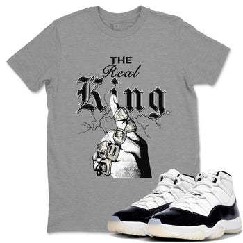 11s Gratitude shirt to match jordans The Real King sneaker tees Air Jordan 11 Retro Gratitude SNRT Sneaker Tees Streetwear Casual Fit Heather Grey 1 T-Shirt