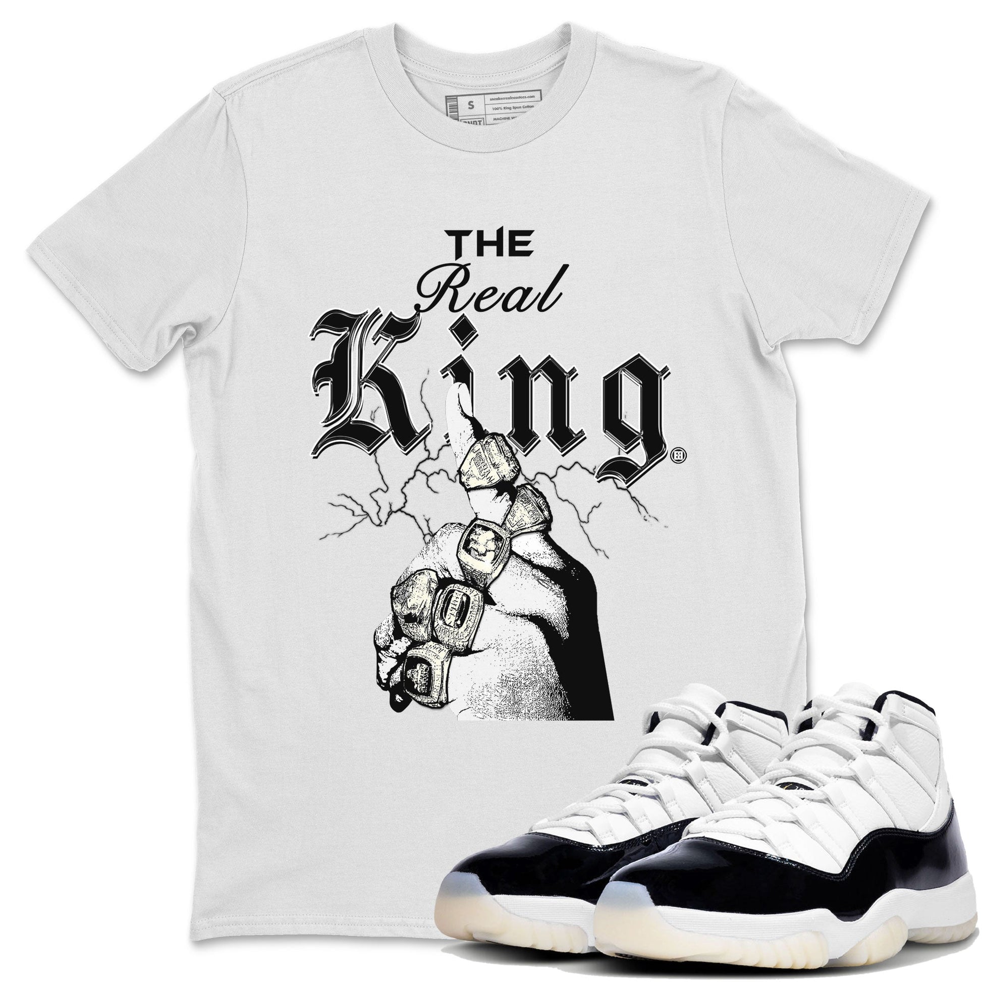 11s Gratitude shirt to match jordans The Real King sneaker tees Air Jordan 11 Retro Gratitude SNRT Sneaker Tees Streetwear Casual Fit White 1 T-Shirt