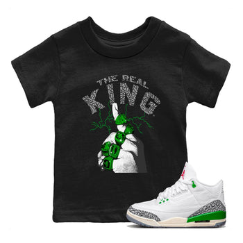 Air Jordan 3 Lucky Green Sneaker Match Tees The Real King Sneaker Tees Jordan 3 Retro Lucky Green Sneaker Release Tees Kids Shirts Black 1