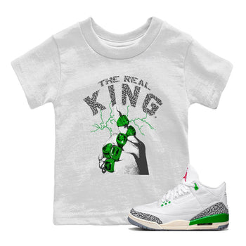Air Jordan 3 Lucky Green Sneaker Match Tees The Real King Sneaker Tees Jordan 3 Retro Lucky Green Sneaker Release Tees Kids Shirts White 1