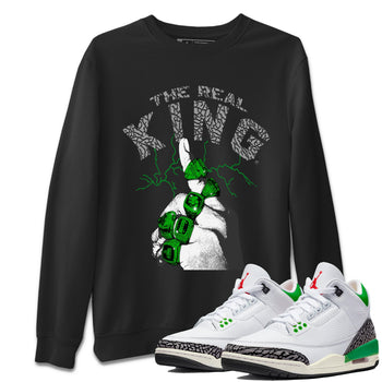 Air Jordan 3 Lucky Green The Real King Crew Neck Sneaker Tees Jordan 3 Retro Lucky Green Sneaker T-Shirts Size Chart