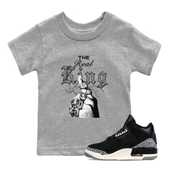 3s Retro Off Noir shirt to match jordans The Real King sneaker tees Air Jordan 3 Off Noir SNRT Sneaker Tees Baby Toddler Heather Grey 1 T-Shirt