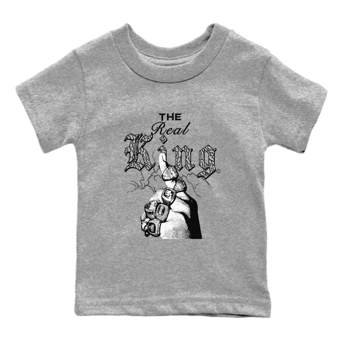 3s Retro Off Noir shirt to match jordans The Real King sneaker tees Air Jordan 3 Off Noir SNRT Sneaker Tees Baby Toddler Heather Grey 2 T-Shirt