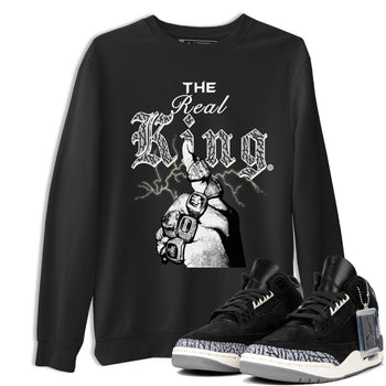 3s Retro Off Noir shirt to match jordans The Real King sneaker tees Air Jordan 3 Off Noir SNRT Sneaker Tees Streetwear Casual Fit Black 1 T-Shirt