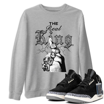 3s Retro Off Noir shirt to match jordans The Real King sneaker tees Air Jordan 3 Off Noir SNRT Sneaker Tees Streetwear Casual Fit Heather Grey 1 T-Shirt