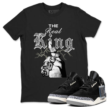 3s Retro Off Noir shirt to match jordans The Real King sneaker tees Air Jordan 3 Off Noir SNRT Sneaker Tees Streetwear Casual Fit Black 1 T-Shirt