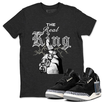 3s Retro Off Noir shirt to match jordans The Real King sneaker tees Air Jordan 3 Off Noir SNRT Sneaker Tees Streetwear Casual Fit Charcoal Heather 1 T-Shirt