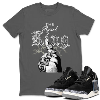 3s Retro Off Noir shirt to match jordans The Real King sneaker tees Air Jordan 3 Off Noir SNRT Sneaker Tees Streetwear Casual Fit Cool Grey 1 T-Shirt