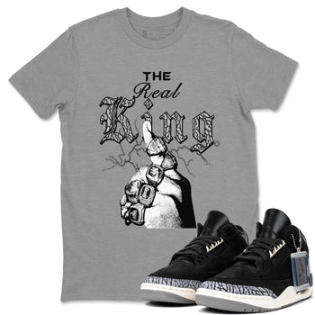 3s Retro Off Noir shirt to match jordans The Real King sneaker tees Air Jordan 3 Off Noir SNRT Sneaker Tees Streetwear Casual Fit Heather Grey 1 T-Shirt