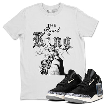 3s Retro Off Noir shirt to match jordans The Real King sneaker tees Air Jordan 3 Off Noir SNRT Sneaker Tees Streetwear Casual Fit White 1 T-Shirt