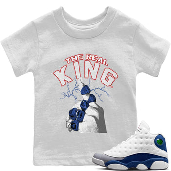 Jordan 13 French Blue Sneaker Match Tees The Real King Sneaker Tees Jordan 13 French Blue Sneaker Release Tees Kids Shirts