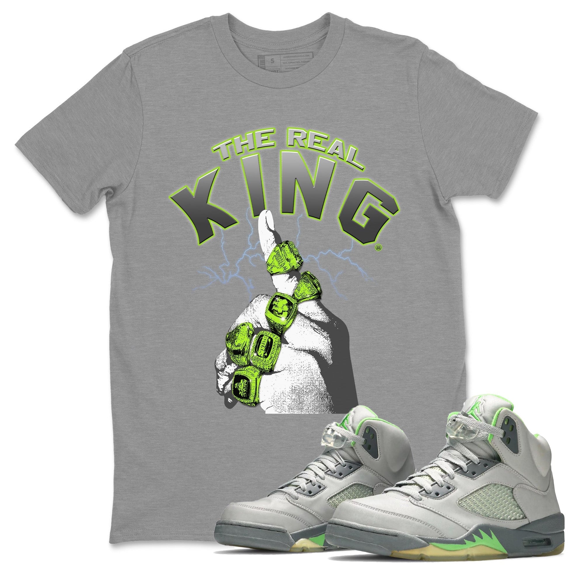 Jordan 5 Green Bean Sneaker Match Tees The Real King Sneaker Tees Jordan 5 Green Bean Sneaker Release Tees Unisex Shirts