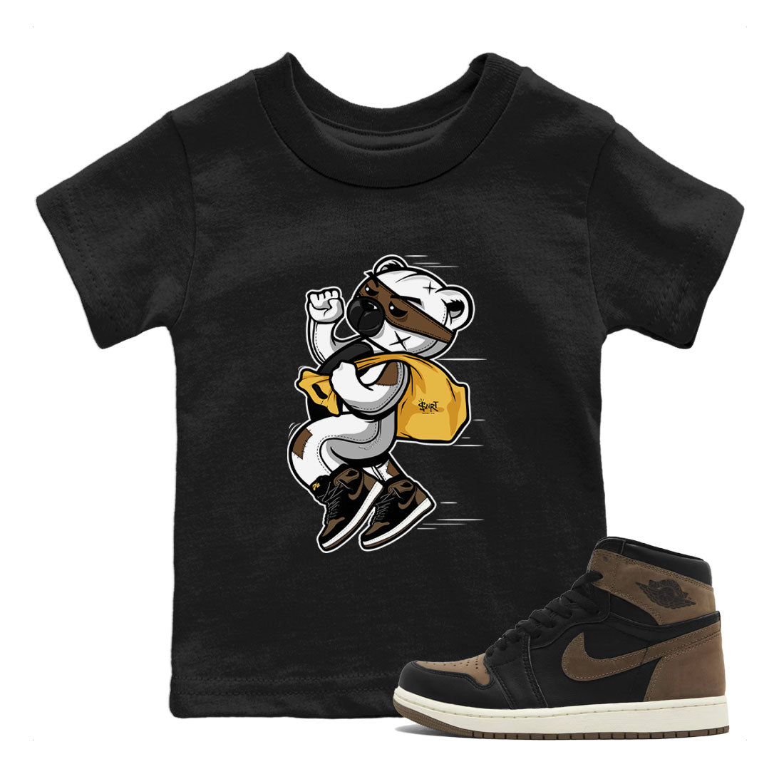 Air Jordan 1 Palomino shirt to match jordans Thief Bear sneaker tees Crew Neck Jordan 1 Retro High OG Palomino SNRT Sneaker Release Tees Baby Toddler Black 1 T-Shirt