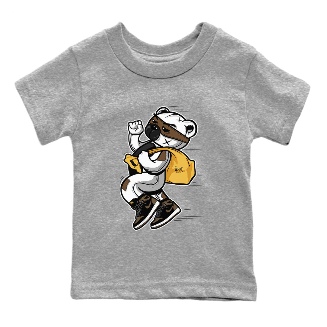Air Jordan 1 Palomino shirt to match jordans Thief Bear sneaker tees Crew Neck Jordan 1 Retro High OG Palomino SNRT Sneaker Release Tees Baby Toddler Heather Grey 2 T-Shirt