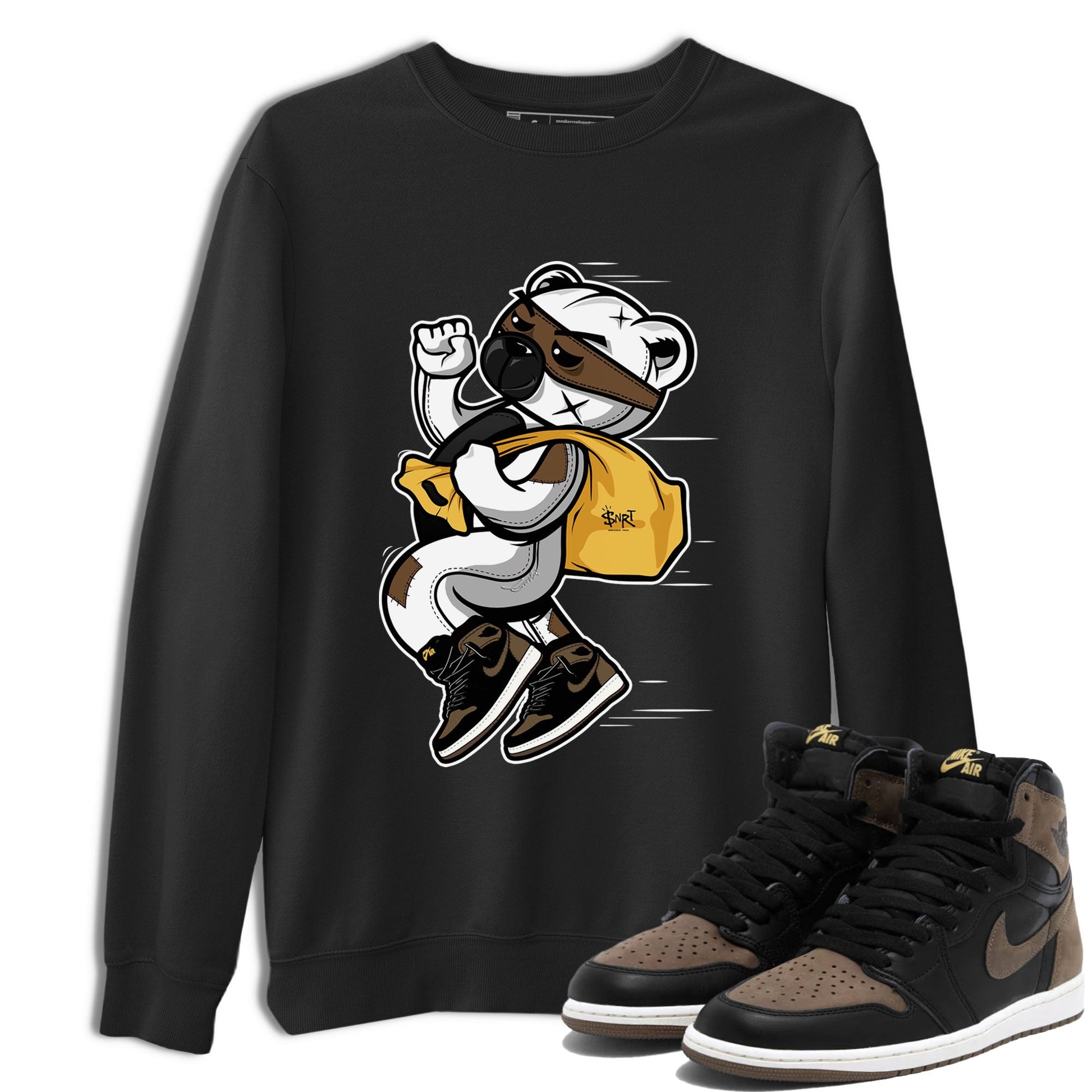 Air Jordan 1 Palomino shirt to match jordans Thief Bear sneaker tees Crew Neck Jordan 1 Retro High OG Palomino SNRT Sneaker Release Tees Unisex Casual Shirts Black 1 T-Shirt