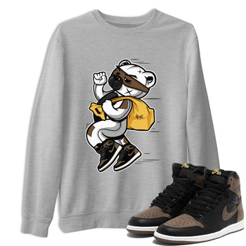 Air Jordan 1 Palomino shirt to match jordans Thief Bear sneaker tees Crew Neck Jordan 1 Retro High OG Palomino SNRT Sneaker Release Tees Unisex Casual Shirts Heather Grey 1 T-Shirt