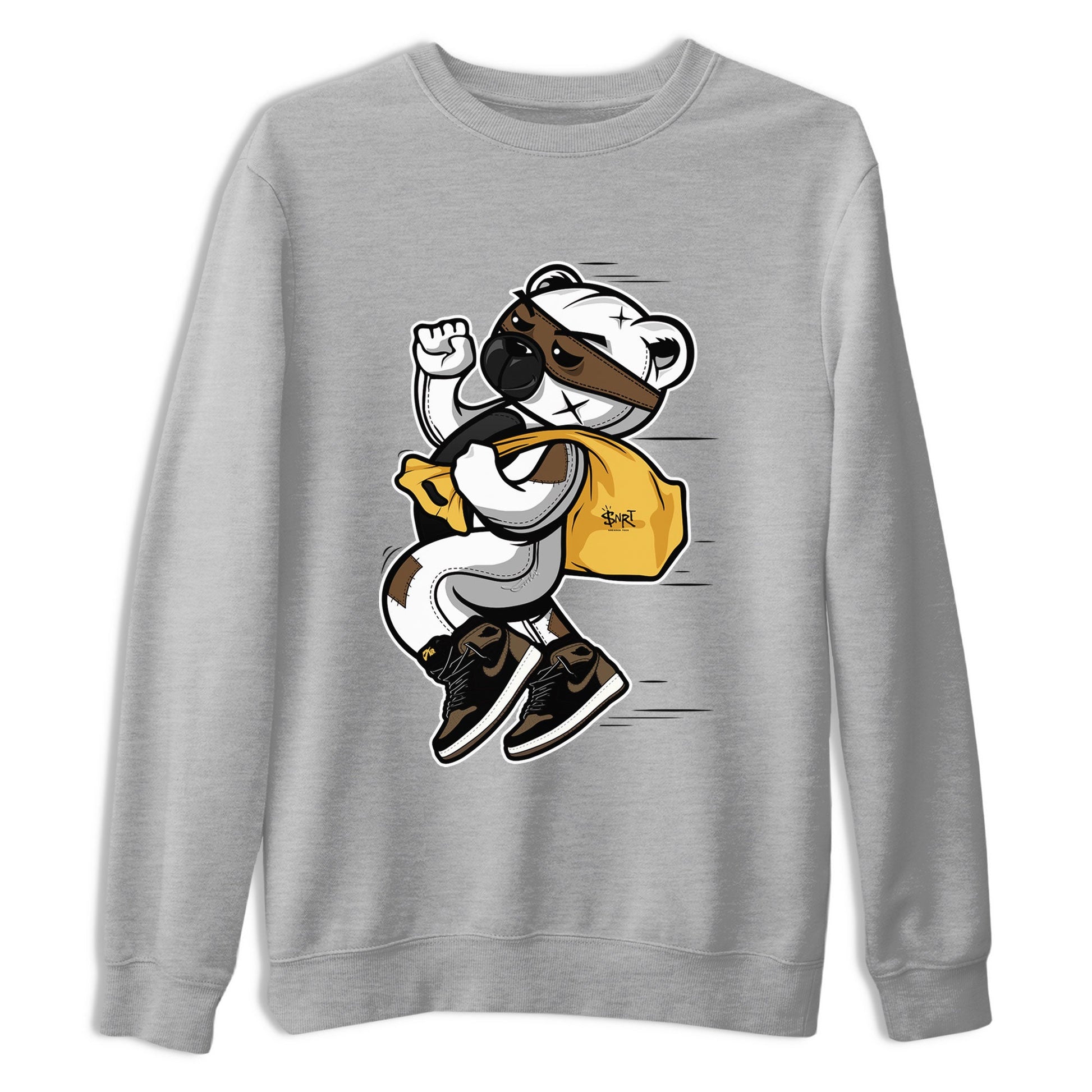 Air Jordan 1 Palomino shirt to match jordans Thief Bear sneaker tees Crew Neck Jordan 1 Retro High OG Palomino SNRT Sneaker Release Tees Unisex Casual Shirts Heather Grey 2 T-Shirt